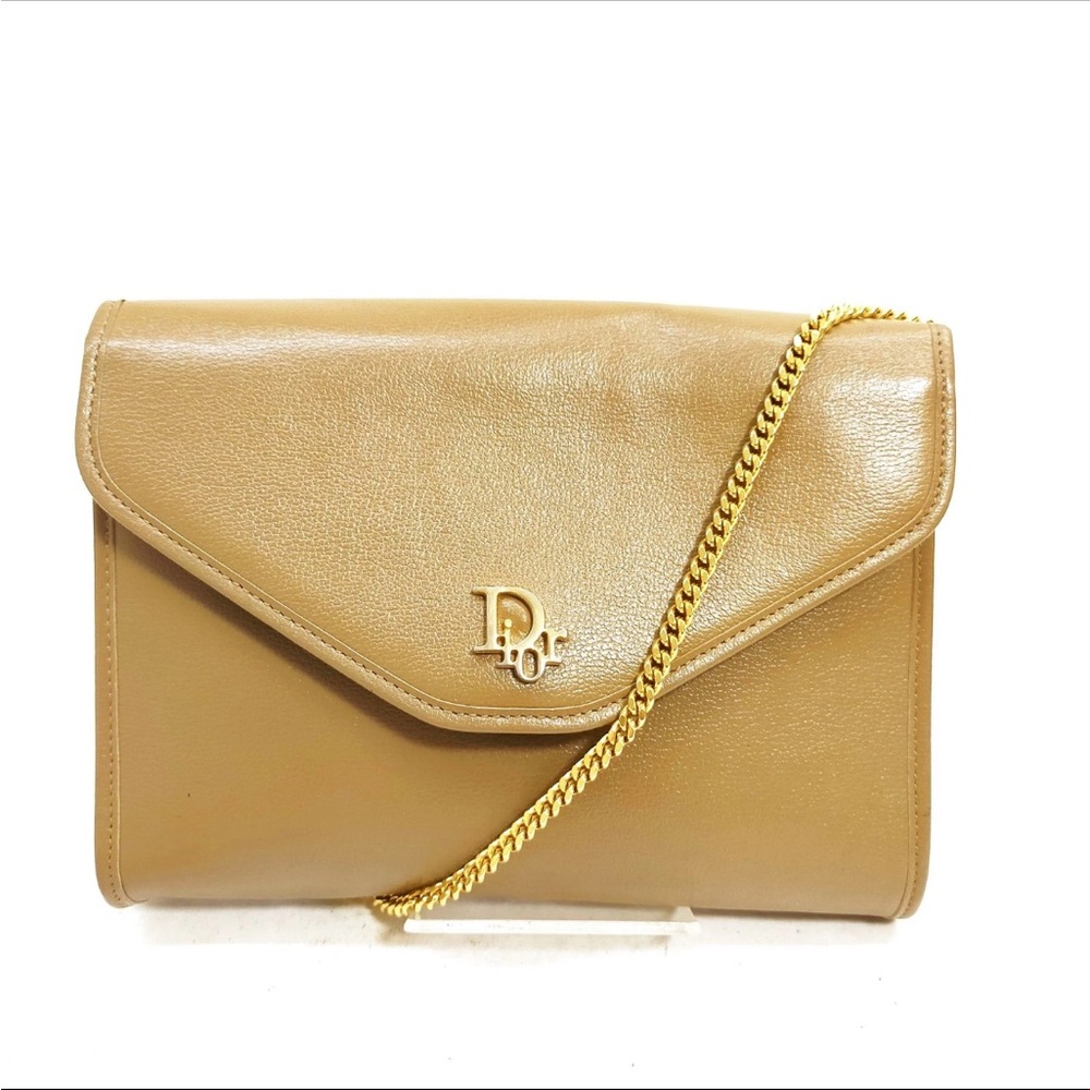 🔥🔥🔥AUTHENTIC Christian Dior Chain Strap Leather Clutch Shoulder Bag
